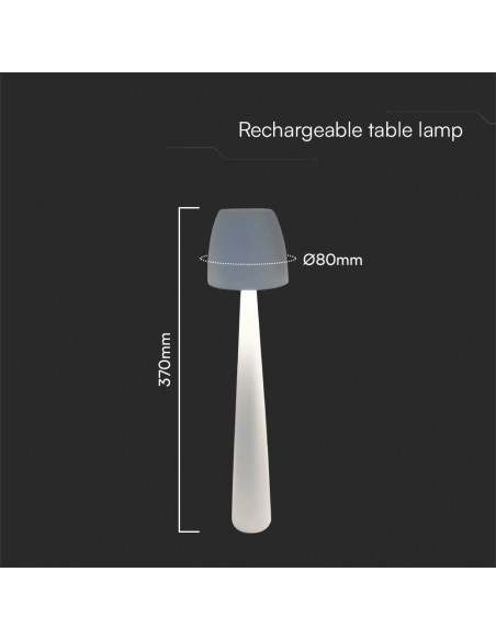 23684-Lampada LED da Tavolo  dal Design Elegante Ricaricabile con USB C Colore Bianco e Touch Dimmer CCT in-3