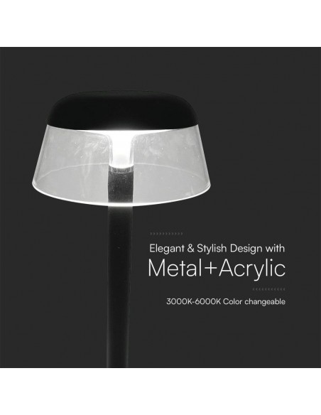 23685-Lampada LED da Tavolo  Colore Nero in Alluminio Ricaricabile con USB C Touch Dimmerabile CCT in-6