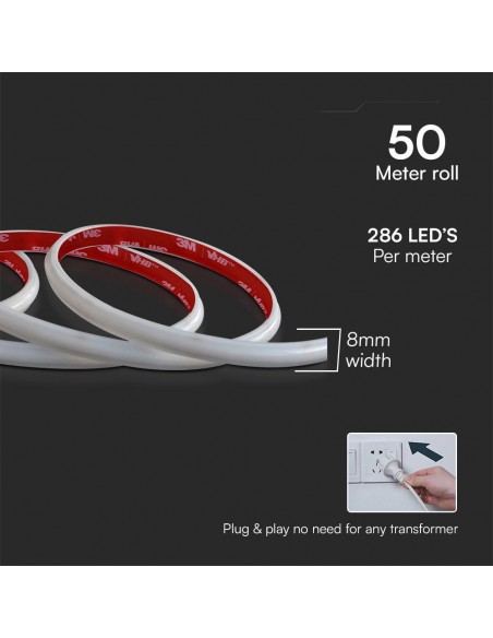 23723-Strip LED V SMD /m m  LED/m effetto COB con Spina   mm-6