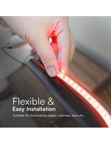 23730-Strip LED V Rosso Chiaro SMD /m m  LED/m con Spina  mm-7