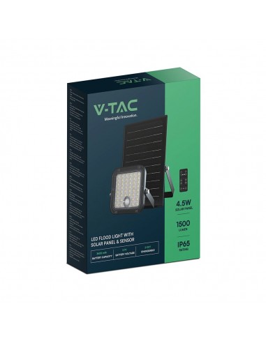 23756-Faro LED con Telecomando e Pannello Solare  Batteria LiFePo V Cavo da m Colore Nero -2