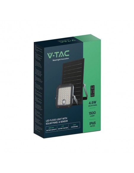 23756-Faro LED con Telecomando e Pannello Solare  Batteria LiFePo V Cavo da m Colore Nero -2