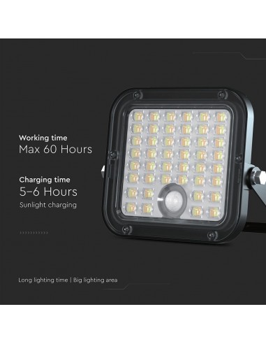 23756-Faro LED con Telecomando e Pannello Solare  Batteria LiFePo V Cavo da m Colore Nero -7