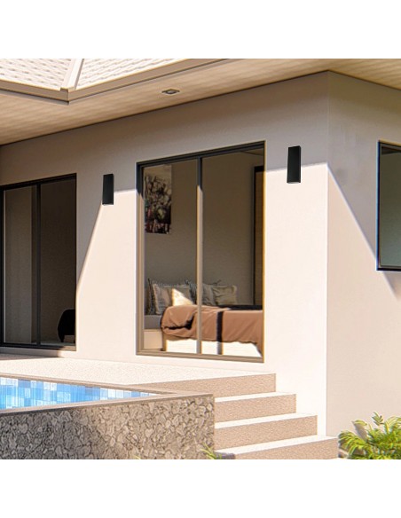 23760-Lampada LED da Muro  Doppio Fascio Luminoso Colore Nero  -6