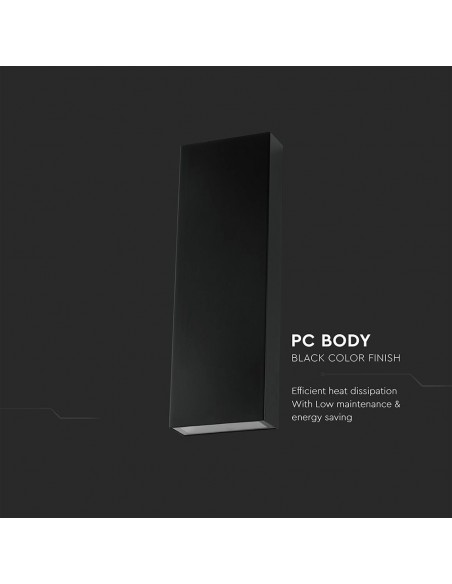 8W LED Wall Light PC Up & Down Black Body 4000K IP65