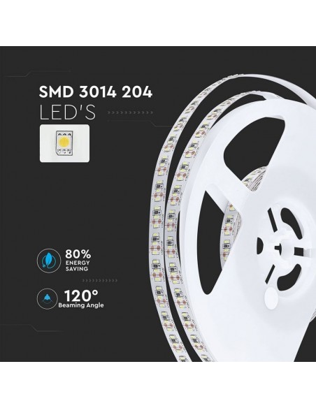 Strip LED SMD3014 18W/m 5m 204 LED/m 12V 3000K IP20 10mm