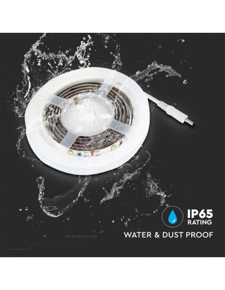 Strip LED SMD2835 2,4W 1m 30 LED/m 6V a Batteria con Sensore di movimento 3000K IP65