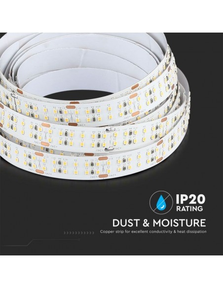 Strip LED SMD2216 30W/m 5m 360 LED/m con Connettore Jack 2.1 da 24V CRI maggiore di 95 3000K IP20 14mm
