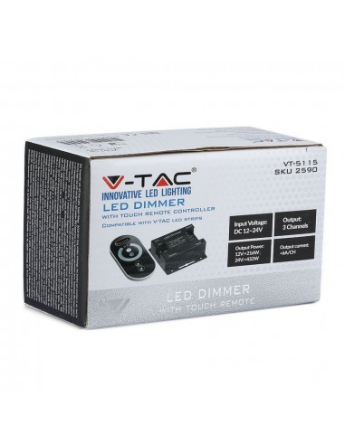 2590-Controller Dimmer Wireless RF GHz per Strip LED Monocolore  canale V/V A con Telecomando Touch  tasti-2