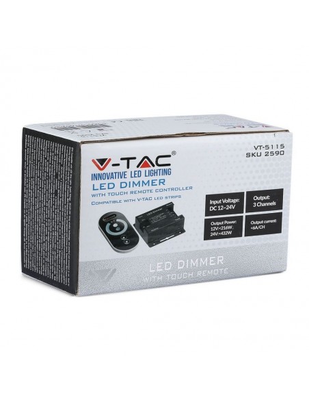 2590-Controller Dimmer Wireless RF GHz per Strip LED Monocolore  canale V/V A con Telecomando Touch  tasti-2