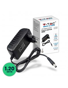 2671-Alimentatore in Plastica  V A Plug and Play con Jack  Colore Nero Cavo da m IP-1