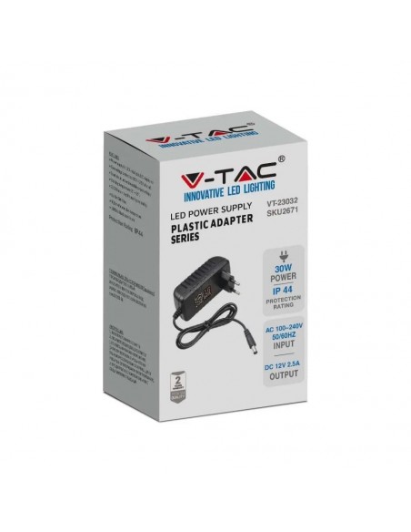 2671-Alimentatore in Plastica  V A Plug and Play con Jack  Colore Nero Cavo da m IP-2