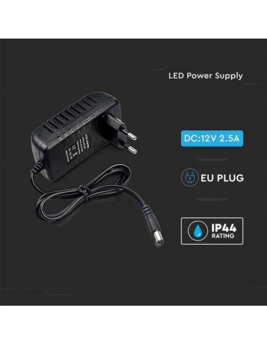 2671-Alimentatore in Plastica  V A Plug and Play con Jack  Colore Nero Cavo da m IP-4