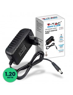 2672-Alimentatore in Plastica  V A Plug and Play con Jack  Colore Nero Cavo da m IP-1