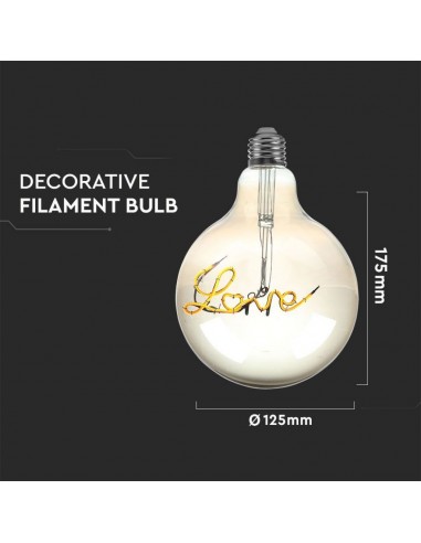 2700-Lampadina LED E  G Filamento Ambrato Scritta Love -3