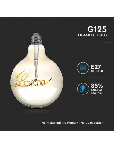 2700-Lampadina LED E  G Filamento Ambrato Scritta Love -5