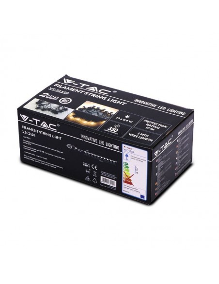 2728-Catenaria m con  Lampadine mini Globo a Filamento LED  Colore Nero con Trasformatore -2