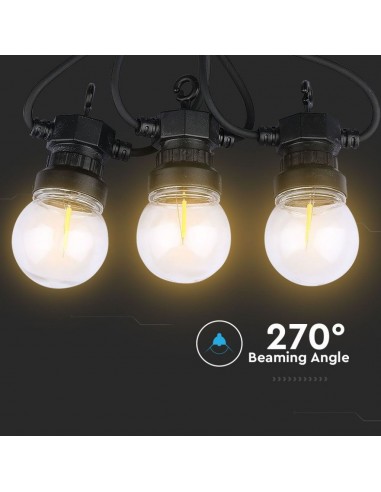 2728-Catenaria m con  Lampadine mini Globo a Filamento LED  Colore Nero con Trasformatore -5