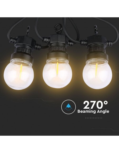 2728-Catenaria m con  Lampadine mini Globo a Filamento LED  Colore Nero con Trasformatore -5