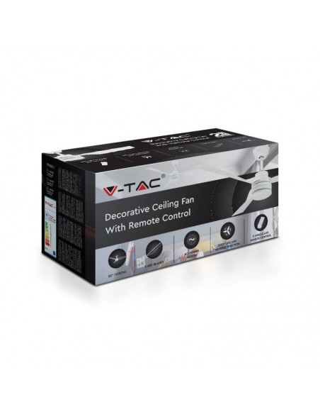 2866-Ventilatore LED da Soffitto  RF Controller con Telecomando Colore Bianco  Pollici  pale-2