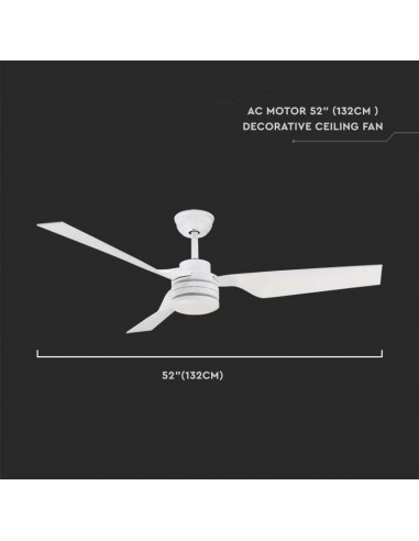 2866-Ventilatore LED da Soffitto  RF Controller con Telecomando Colore Bianco  Pollici  pale-3