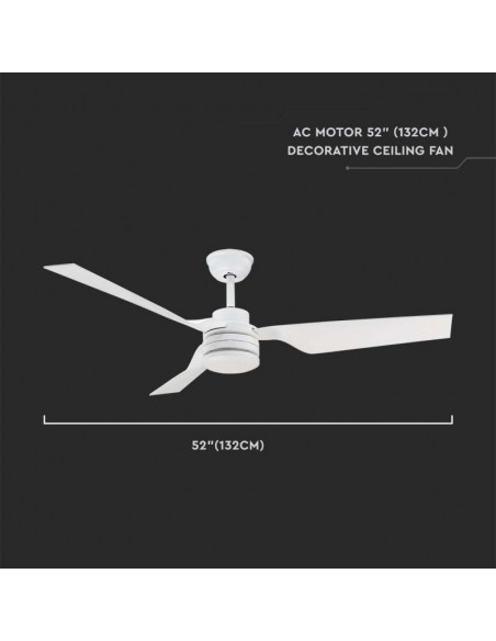 2866-Ventilatore LED da Soffitto  RF Controller con Telecomando Colore Bianco  Pollici  pale-3