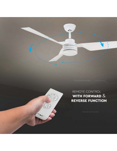 2866-Ventilatore LED da Soffitto  RF Controller con Telecomando Colore Bianco  Pollici  pale-5