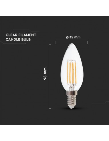 2870-Lampadina LED E  Candela Filamento  Dimmerabile-2
