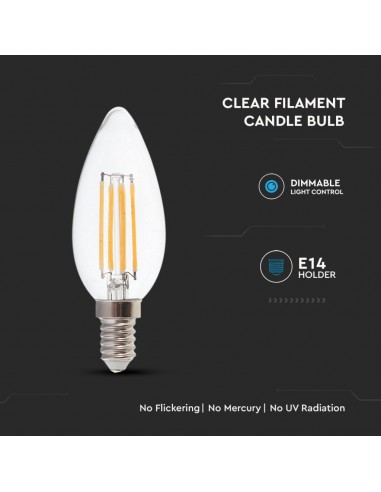 2870-Lampadina LED E  Candela Filamento  Dimmerabile-5