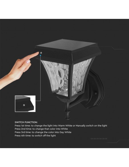 Lampada LED Solare Samsung da Muro Nero Opaco 3in1 IP65