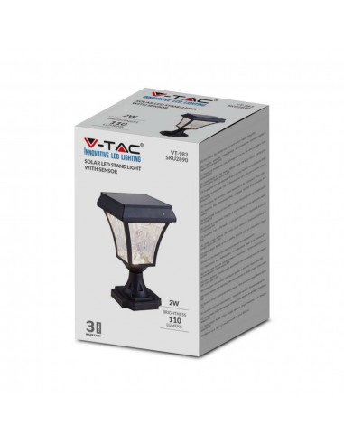 2890-Lampione LED Solari da giardino Colore Nero Opaco in IP-2