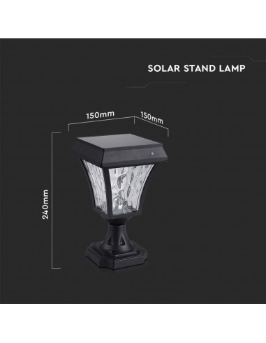 2890-Lampione LED Solari da giardino Colore Nero Opaco in IP-3