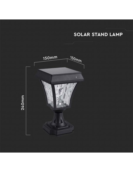 2890-Lampione LED Solari da giardino Colore Nero Opaco in IP-3