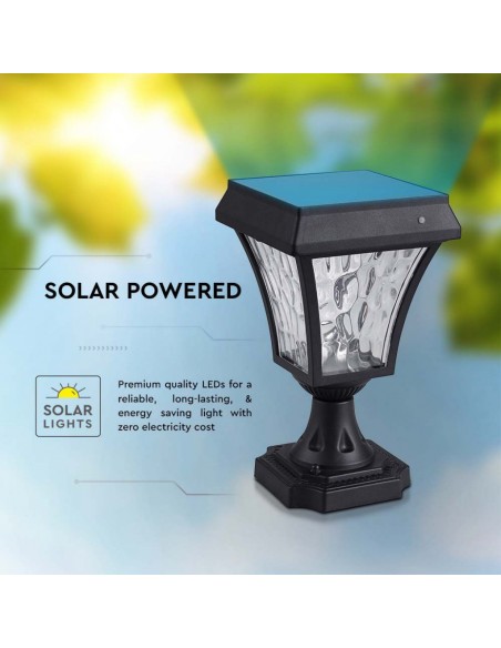 2890-Lampione LED Solari da giardino Colore Nero Opaco in IP-5