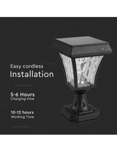 2890-Lampione LED Solari da giardino Colore Nero Opaco in IP-6