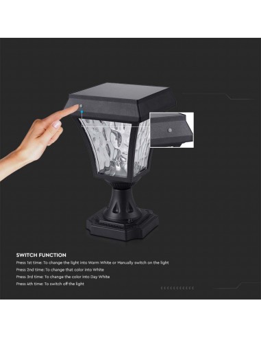 2890-Lampione LED Solari da giardino Colore Nero Opaco in IP-7