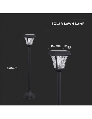 2891-Lampada LED Solare Samsung da giardino con Palo Colore Nero Opaco in -3