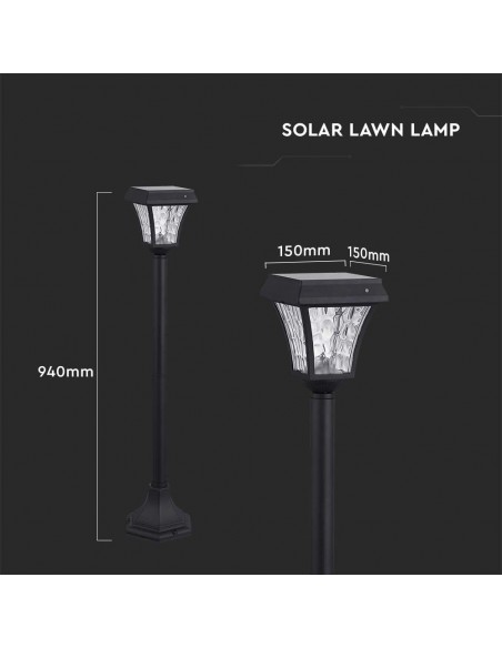 2891-Lampada LED Solare Samsung da giardino con Palo Colore Nero Opaco in -3