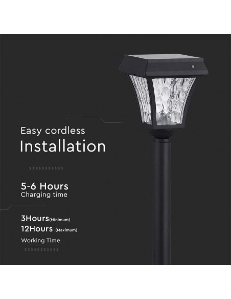 2891-Lampada LED Solare Samsung da giardino con Palo Colore Nero Opaco in -7