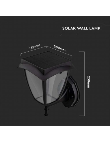 2892-Lampada LED Solare Samsung da Muro Colore Nero Opaco  -3