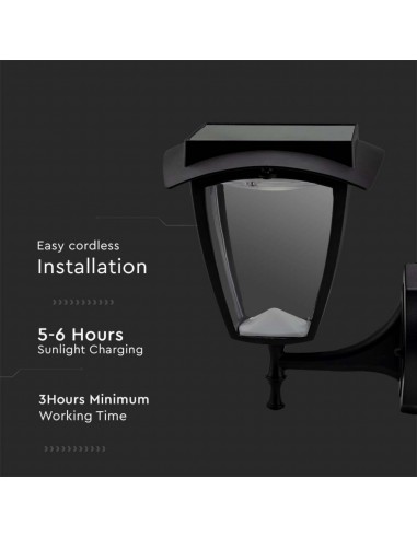 2892-Lampada LED Solare Samsung da Muro Colore Nero Opaco  -7
