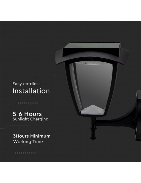 2892-Lampada LED Solare Samsung da Muro Colore Nero Opaco  -7