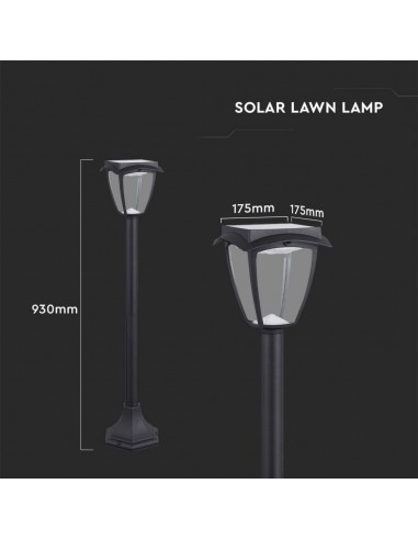 2894-Lampada LED Solare Samsung da giardino con Palo Colore Nero Opaco  -3