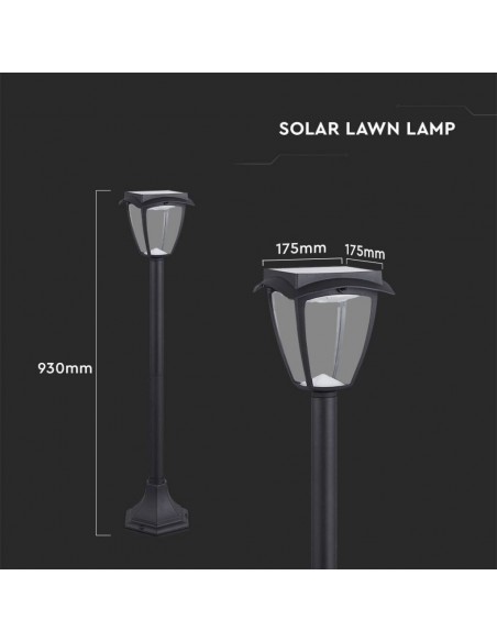 2894-Lampada LED Solare Samsung da giardino con Palo Colore Nero Opaco  -3