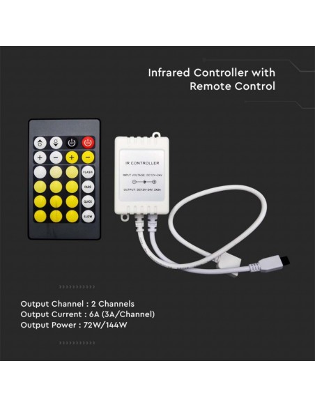 2901-Controller Dimmer Infrarossi IR per Strip LED CCT  Canali V/V A con Telecomando  Tasti-5