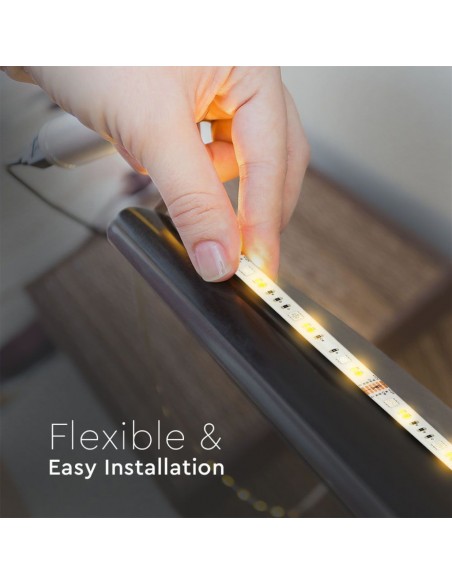 Kit Strip LED SMD5050 15W 90 LED/m RGB+3IN1 5m con Telecomando e Alimentatore, Compatibile con Alexa Google Home App Smart Light