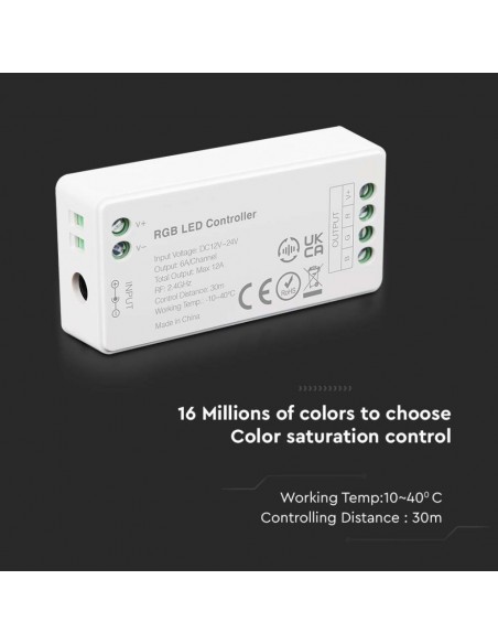 2913-Controller Dimmer Wireless RF  GHz per Strip LED RGBW  Canali V/V A-3