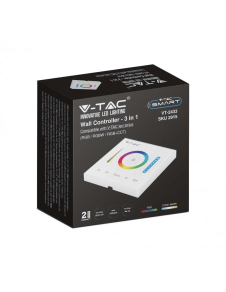 2915-Controller Dimmer Wireless RF GHz per Strip LED RGB/RGBW/RGBCCT  Canali V/V A con Pannello di Controllo Touch da Parete-2