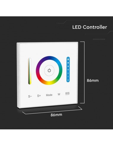 2915-Controller Dimmer Wireless RF GHz per Strip LED RGB/RGBW/RGBCCT  Canali V/V A con Pannello di Controllo Touch da Parete-3