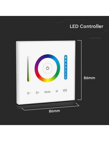 2915-Controller Dimmer Wireless RF GHz per Strip LED RGB/RGBW/RGBCCT  Canali V/V A con Pannello di Controllo Touch da Parete-3